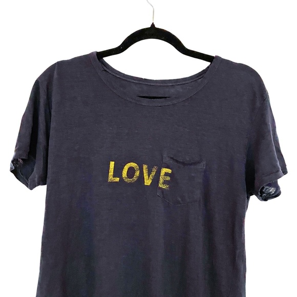 Zadig & Voltaire Amber Graphic Linen Love Tee Navy XS - Picture 4 of 6